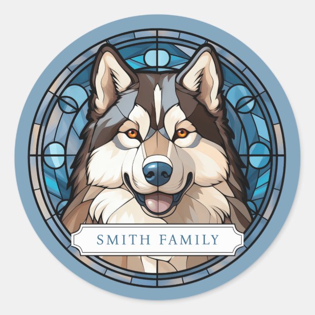 Pegatinas de la Ronda de Perros Husky (Anverso)