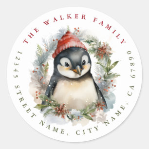 Pegatinas de la Ronda de Pingüino navidades