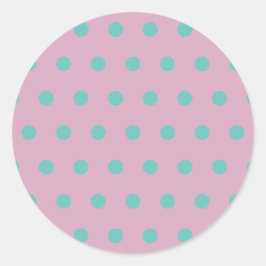 Pegatinas de la Ronda de Punto de Polka (Rosa y Aq