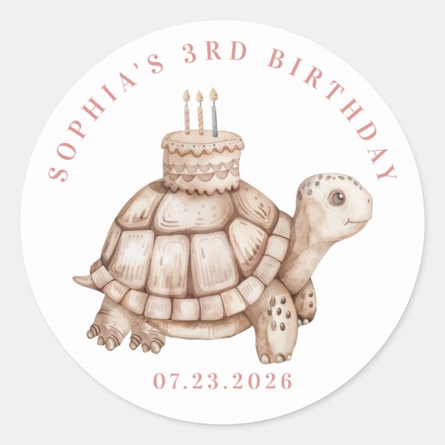 Pegatinas de la ronda de tortugas personalizadas (Anverso)