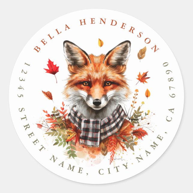 Pegatinas de la Ronda Fox de Cute Fall (Anverso)