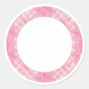 Pegatinas de la ronda mate de 3" PINK HEART QUILT