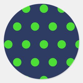 Pegatinas de la Ronda Polka Dot (Azul marino y ver