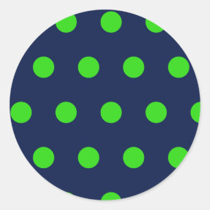 Pegatinas de la Ronda Polka Dot (Azul marino y ver