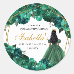 Pegatinas de la Ronda Quinceanera de la Flora Verd