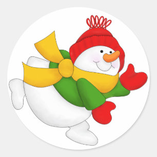 Pegatinas de la Ronda Red Cap Snowman