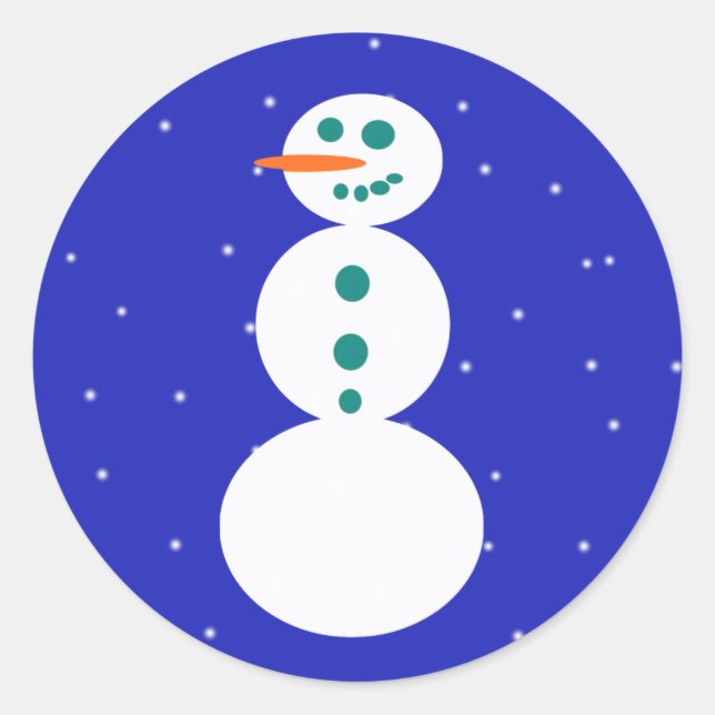 Pegatinas de la Ronda Retro Snowman (Anverso)
