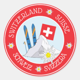 Pegatinas de la Ronda Roja de Estereotipos de Suiz