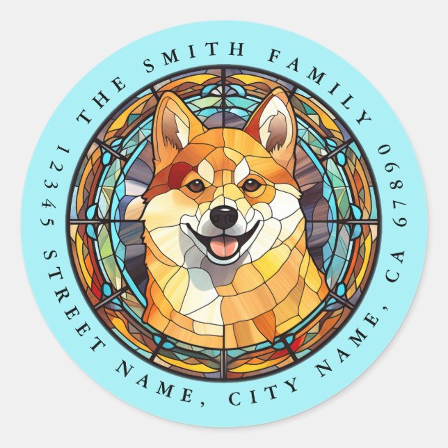 Pegatinas de la Ronda Shiba Inu (Anverso)