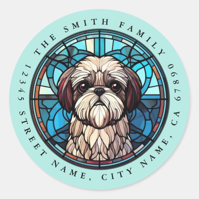 Pegatinas de la Ronda Shih Tzu (Anverso)