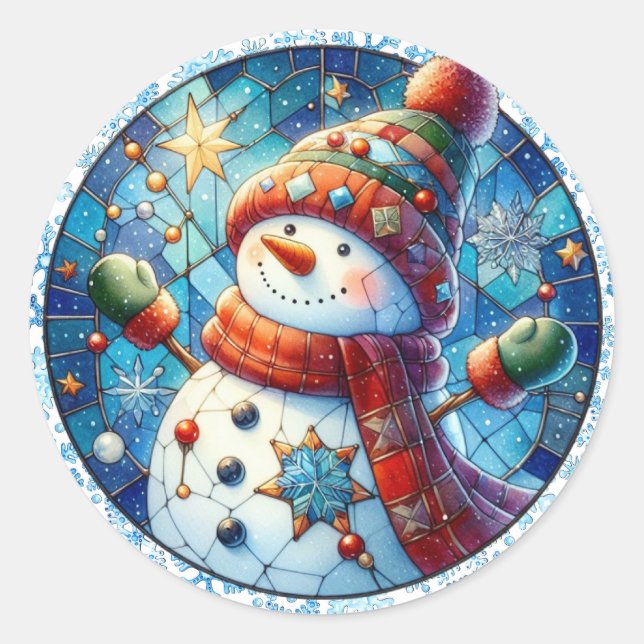 Pegatinas de la Ronda Snowman (Anverso)