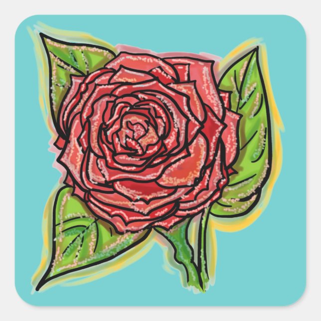 Pegatinas de la rosa roja (Anverso)