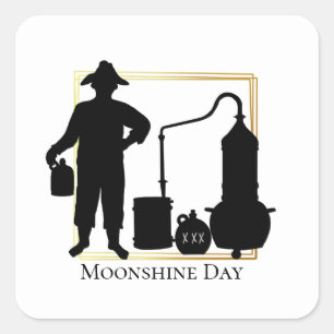 Pegatinas de la silueta negra de Moonshine Day