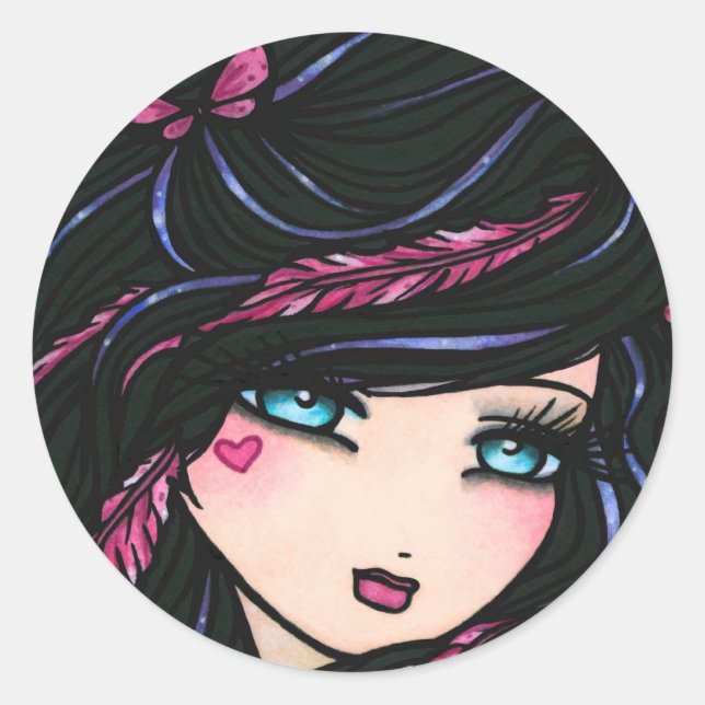 pegatinas de la sirena de Valentine Heart Feather (Anverso)