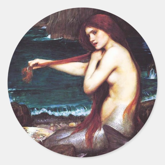 Pegatinas de la sirena John William Waterhouse (Anverso)