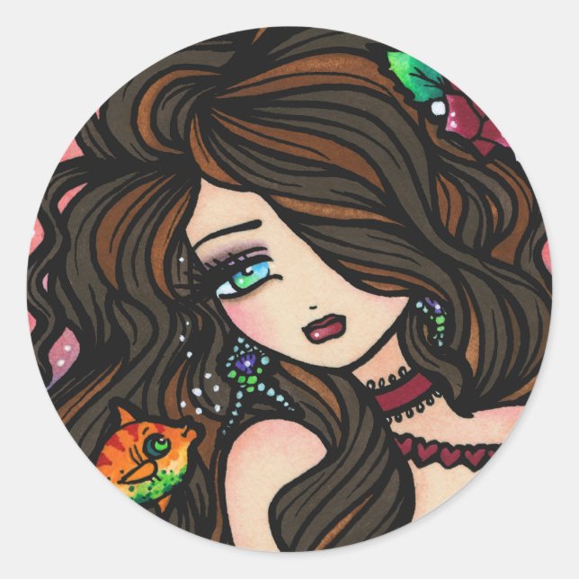 pegatinas de la sirena "Kissy Fish" (Anverso)