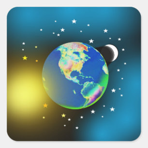 Pegatinas de la Tierra, el Sol y la Luna