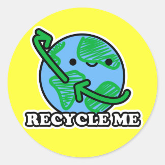 pegatinas de la Tierra "Reciclarme" (Amarillo)