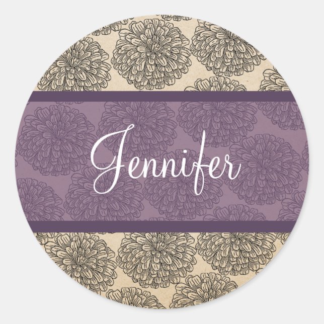 Pegatinas de la zinnia morada (Anverso)