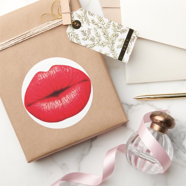 Pegatinas de labios rojos calientes beso (Regalar)