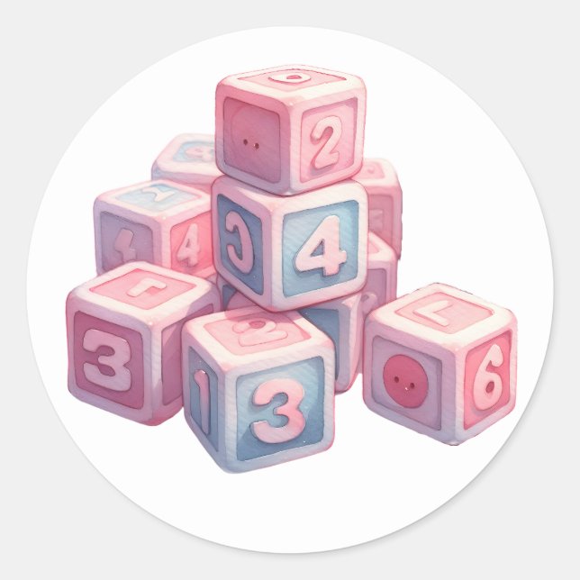 Pegatinas de ladrillos de bebé rosados (Anverso)