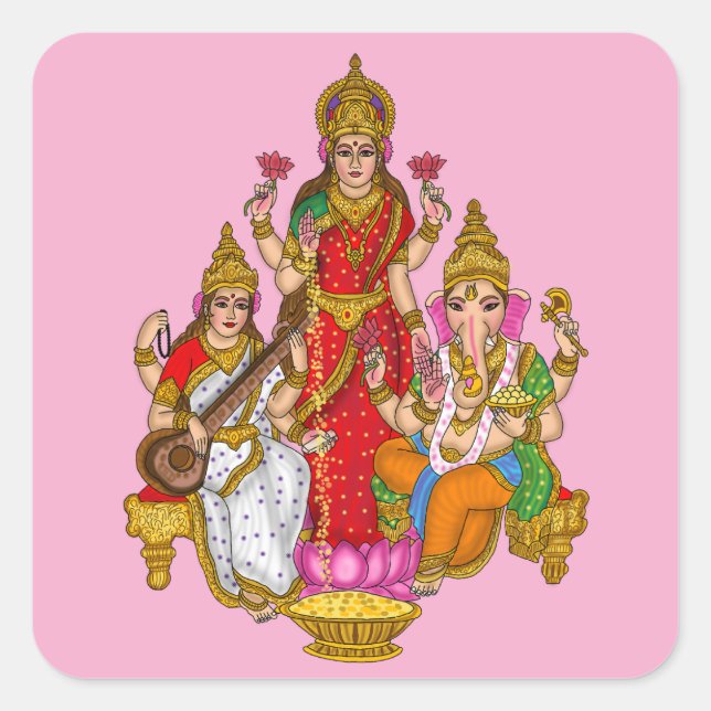 Pegatinas de Lakshmi Saraswati Ganesha (Anverso)