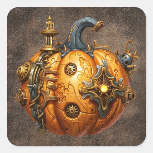 Pegatinas de las calabazas de Steampunk Fall (Anverso)