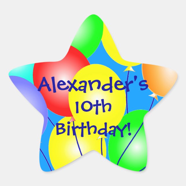 Pegatinas de las Estrellas de los Globos de Cumple (Anverso)