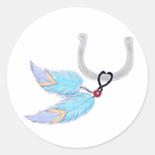 Pegatinas de las plumas azules de herradura