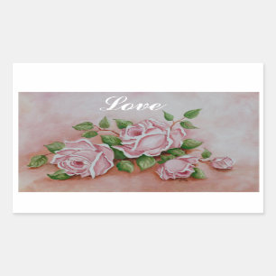 Pegatinas de las rosas rosadas de Shabby Chic Love
