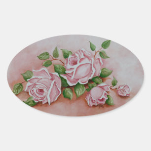 Pegatinas de las rosas rosadas de Shabby Chic Vint