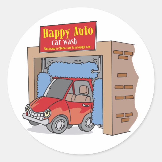 Pegatinas de lavado de coches Happy Auto (Anverso)