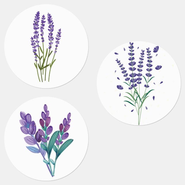 pegatinas de lavanda flores acuáticas raciones ric (Grupo)