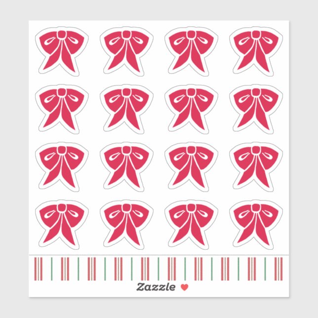 Pegatinas de Lazo de Navidad Rojo (Hoja)