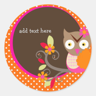 Pegatinas de Lechuza Rosa Marrón+Naranja+Caliente/