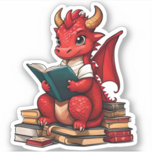 Pegatinas de lectura de dragones rojos