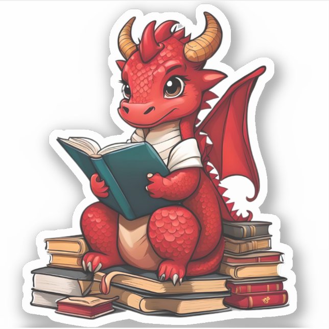 Pegatinas de lectura de dragones rojos (Anverso)