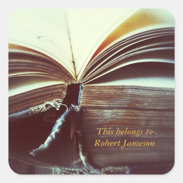 pegatinas de libretas abiertas de libros de época (Anverso)