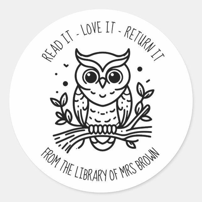 Pegatinas de libro personalizadas | Ex libris búho (Anverso)