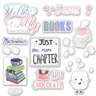 Pegatinas de libros de malvavisco 8x8