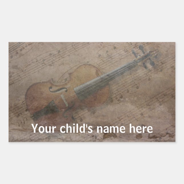 Pegatinas de libros escolares Violín de música (Anverso)