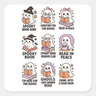 Pegatinas de libros fantasma adorables