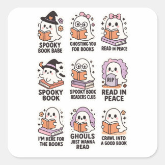 Pegatinas de libros fantasma adorables