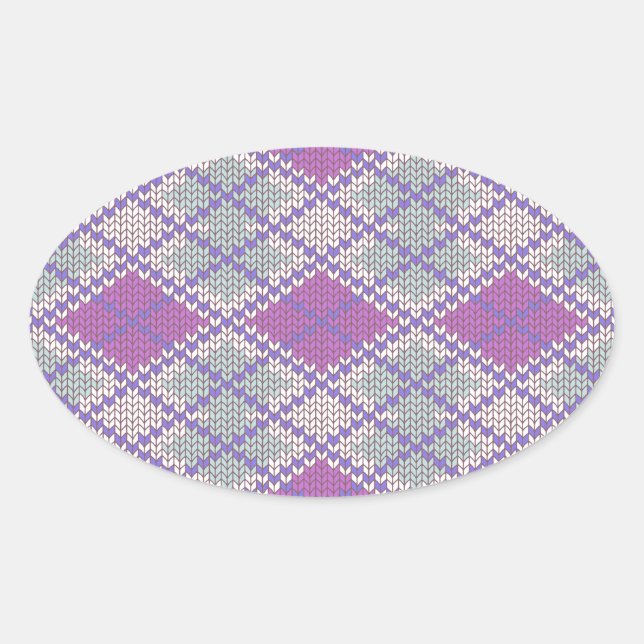PEGATINAS de LILAC ARGYLE KNIT Oval (Anverso)