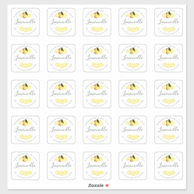 Pegatinas de Limoncello caseros de personalizado 2 (Hoja)