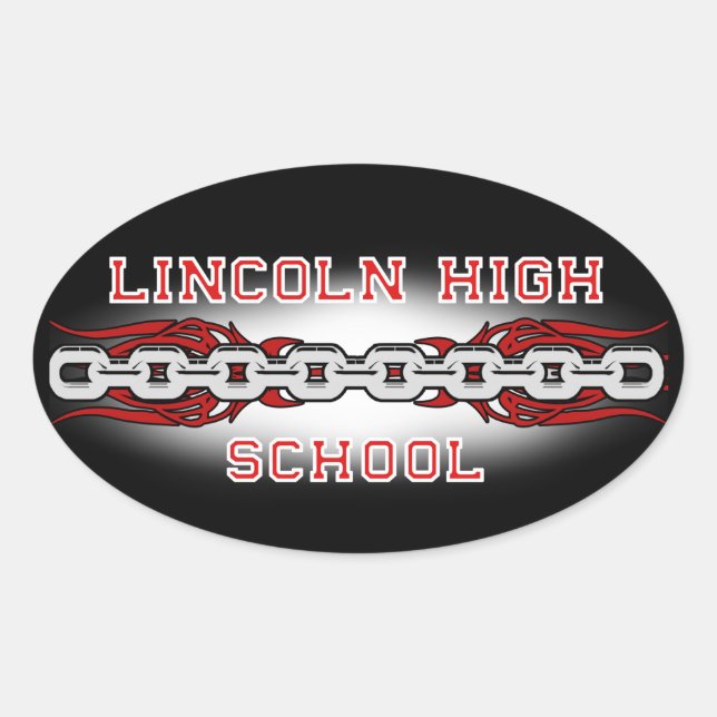 Pegatinas de Lincoln High School Enlaces Oval (Anverso)