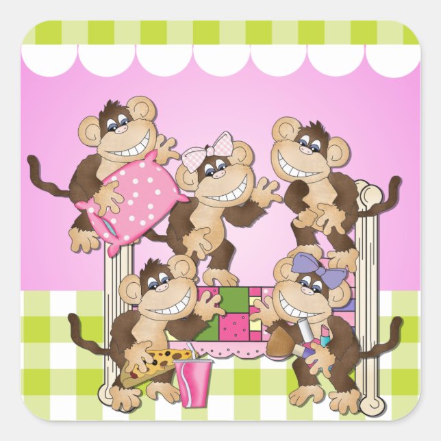 Pegatinas de Little Monkeys Sleepover (Anverso)