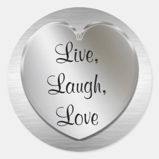 Pegatinas de Live, Laugh, Love On Silver Heart