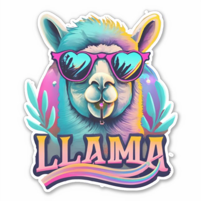 Pegatinas de Llama donde la diversión encuentra la (Anverso)
