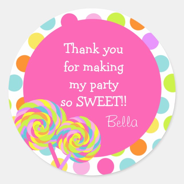 Pegatinas de Lollipop Sweet Shoppe Favor (Anverso)